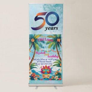 tiki luau tropical partVertical Retractable Banner