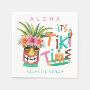 Tiki Luau   Tropical Typography Napkin