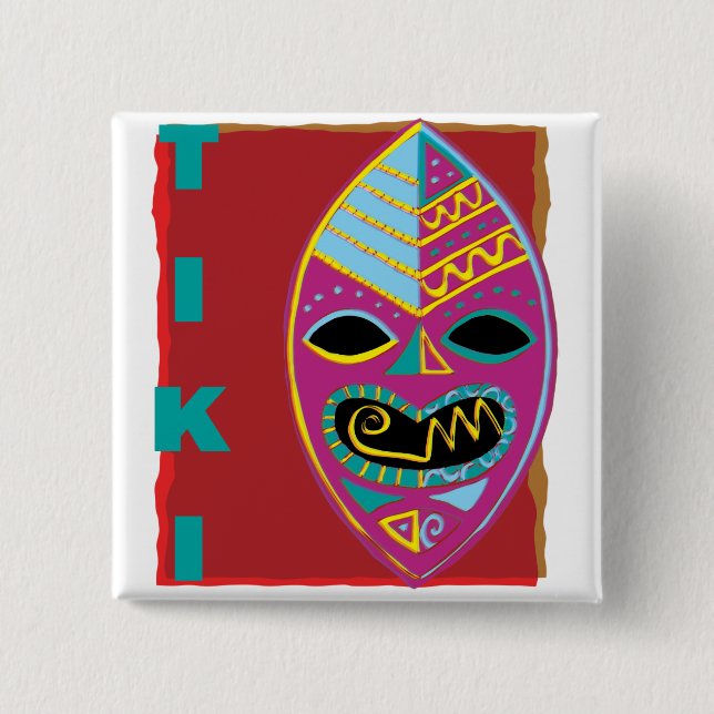 TIKI MASK 15 CM SQUARE BADGE (Front)