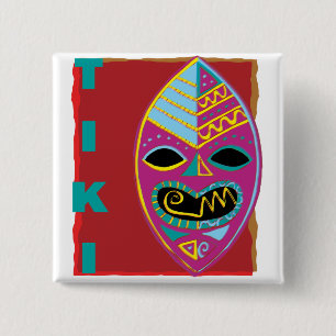 TIKI MASK 15 CM SQUARE BADGE