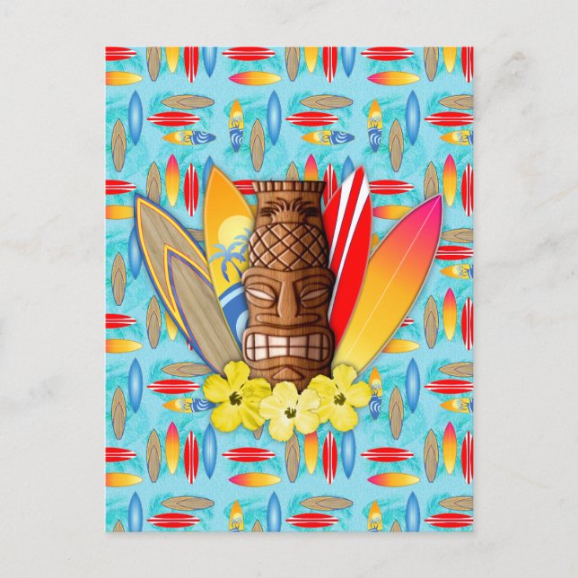 Tiki Mask And Surfboards Postcard (Front)