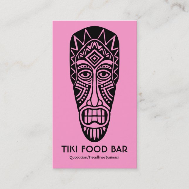 Tiki Mask - Black on Pink Business Card (Front)