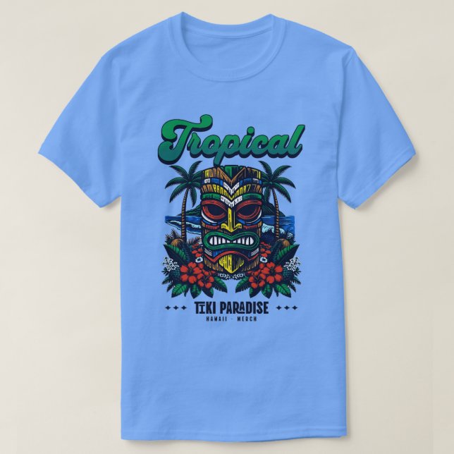 Tiki mask hawaii tropical beach TShirt (Design Front)