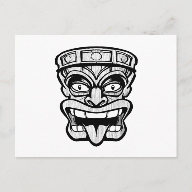 tiki mask hawaiian art postcard (Front)