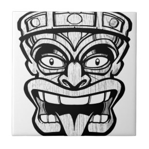 tiki mask hawaiian art tile