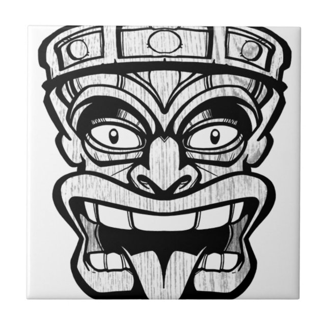 tiki mask hawaiian art tile (Front)