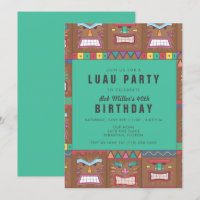 Tiki Mask Luau 40th Birthday Party Invitation
