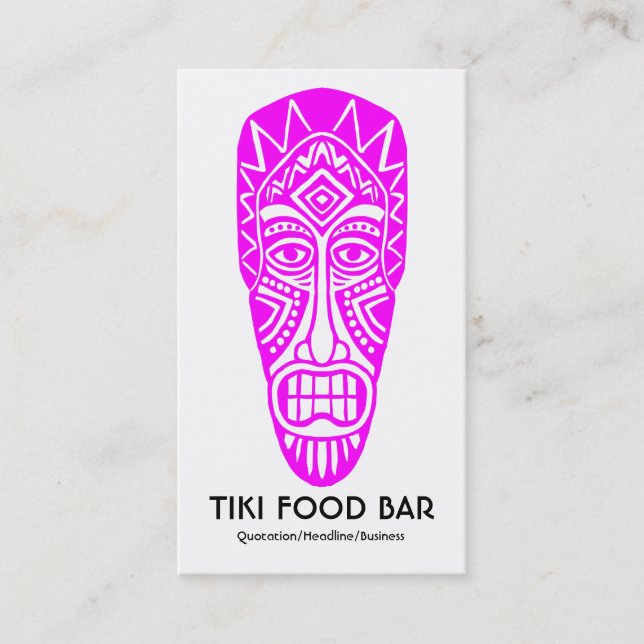 Tiki Mask - Magenta on White Business Card (Front)