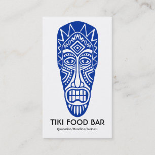 Tiki Mask - Navy on White Business Card