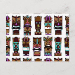 Tiki Mask Pattern Postcard