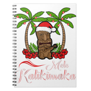 Tiki mele kalikimaka merry christmas hawaii ukulel notebook