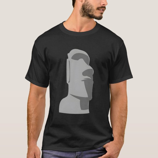 Tiki Moai Easter Island Hawaiian Luau Grey T-Shirt (Front)