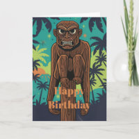 Tiki Monkey Birthday Card