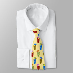 Tiki Mugs Tropical Drinks Two-Sided Printed Tie