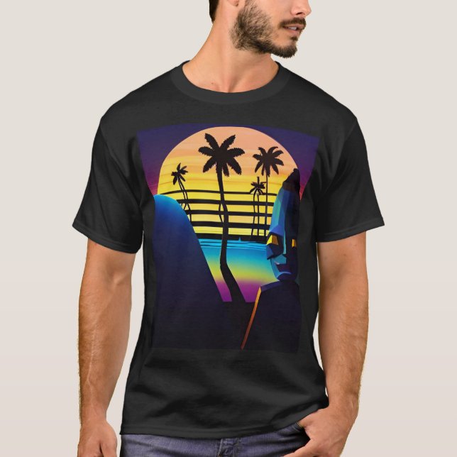 Tiki Night Synthwave Ken Gauge A.I. Art T-Shirt (Front)
