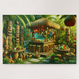 Tiki Oasis Enchanted Tropical Backyard Escape Jigsaw Puzzle