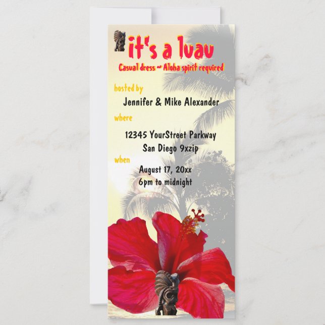 Tiki Palm Tree Luau Party Invitation (Front)