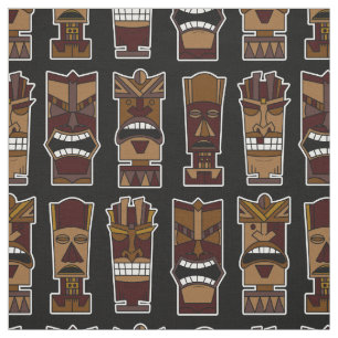 Tiki Party Fabric Brown and Black