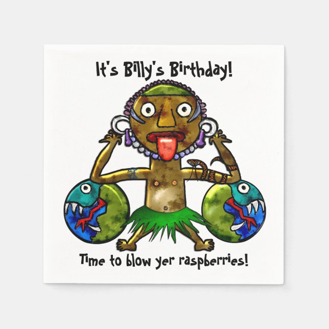 Tiki Party Funny Design (Personalised) Napkin (Front)