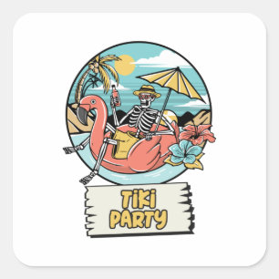 Tiki Party Square Sticker
