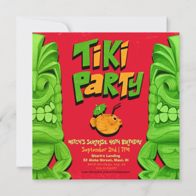 Tiki Party Surprise Birthday Invitation (Front)
