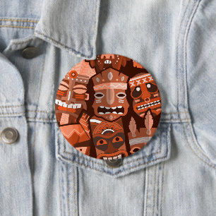 TIKI Pattern 2 10 Cm Round Badge