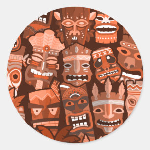 TIKI Pattern 2 Classic Round Sticker