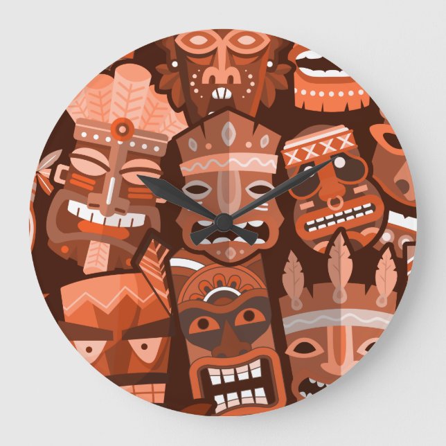 TIKI Pattern 2 Large Clock (Front)