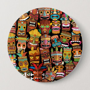 TIKI Pattern 4 10 Cm Round Badge