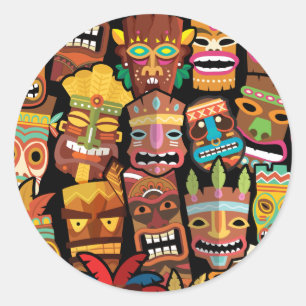 TIKI Pattern 5 Classic Round Sticker