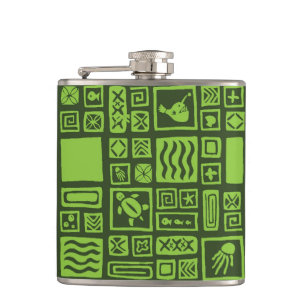 Tiki Pattern Hip Flask