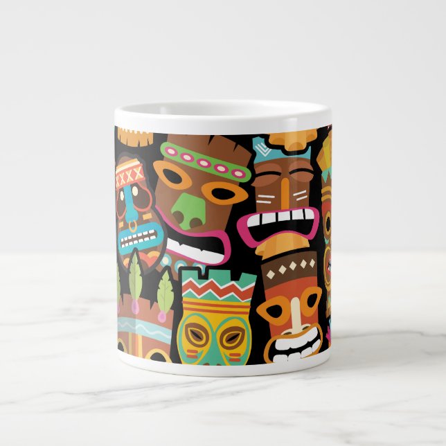 Tiki Pattern Large Coffee Mug (Front)