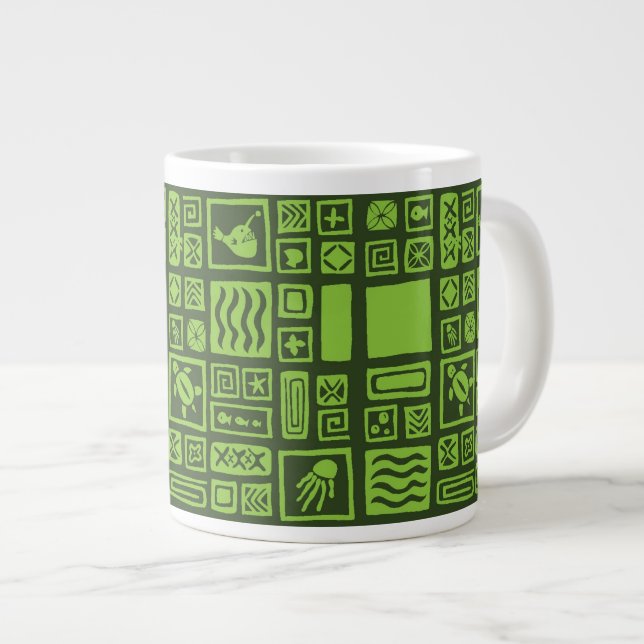 Tiki Pattern Large Coffee Mug (Front Right)