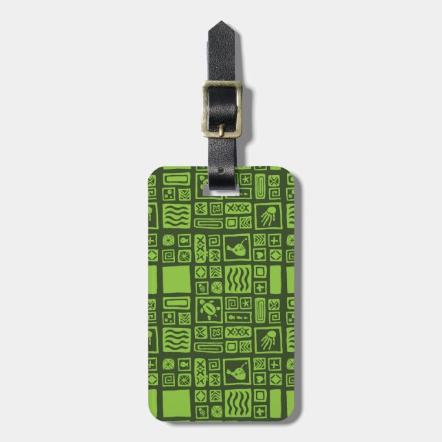 Tiki Pattern Luggage Tag (Front Vertical)