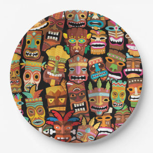 Tiki Pattern Paper Plate
