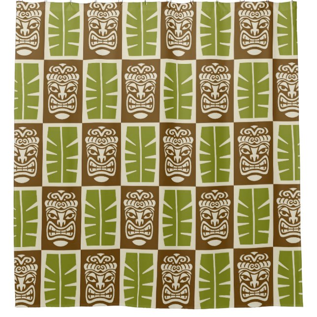Tiki Pattern Shower Curtain (Front)