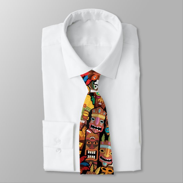 Tiki Pattern Tie (Tied)