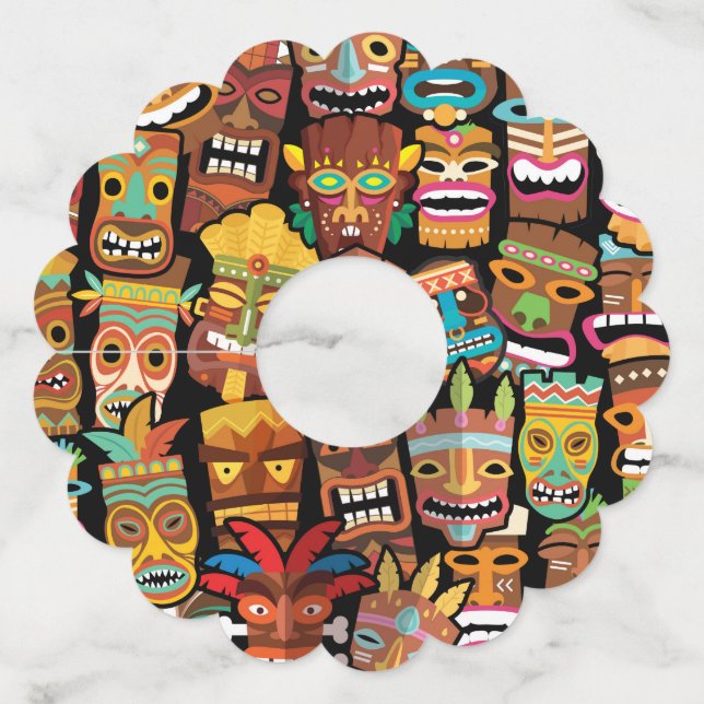 Tiki Pattern Wine Glass Tag (Front)