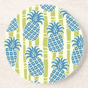 Tiki Pineapple Bamboo Stripes Pattern Coaster