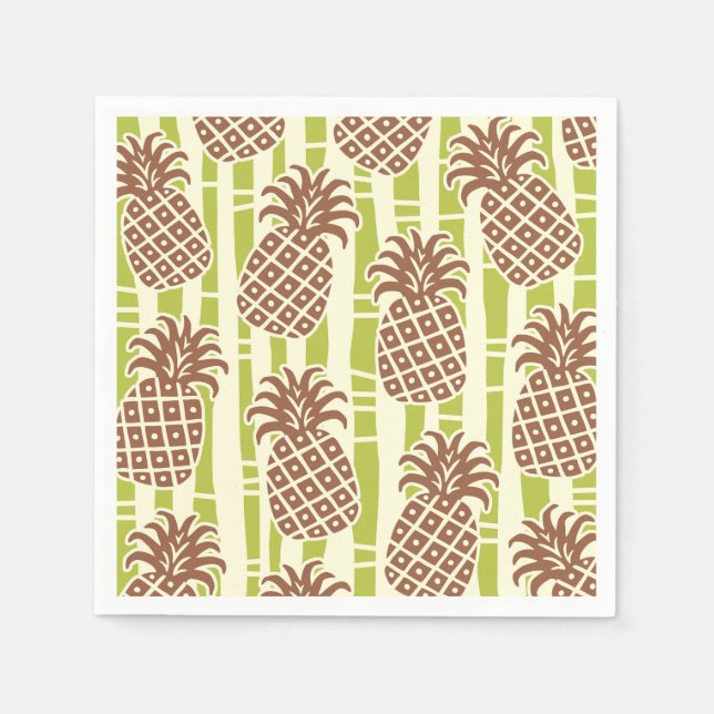 Tiki Pineapple Bamboo Stripes Pattern Napkin (Front)