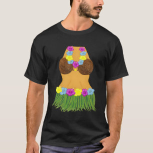Tiki Py Luau Coconut Bra Grass Skirt Lei Flowers T-Shirt