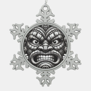 Tiki Snowflake Pewter Christmas Ornament