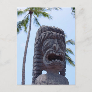 Tiki Statue in Kona, Hawaii - Postcard