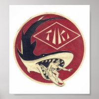 Tiki Surf Shop w/Surfer&Shark on a