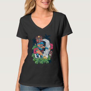Tiki Surfer Girl Polynesian Hawaiian Beach Women's T-Shirt