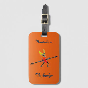 Tiki Surfer Red And Yellow Luggage Tag