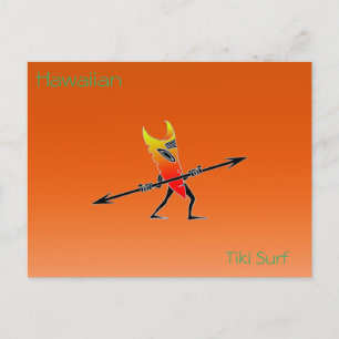 Tiki Surfer Red And Yellow Postcard