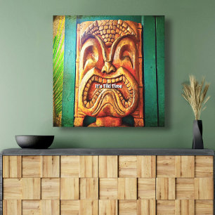"Tiki Time" Fierce, Vintage, Retro, Wood Tiki Face Canvas Print