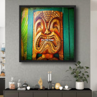 "Tiki Time" Fierce, Vintage, Retro, Wood Tiki Face