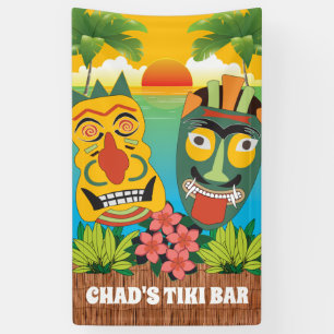 Tiki Time in Bright Colours with Masks & Sunset Banner
